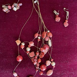 Coral Choker and two sets of matching earrings